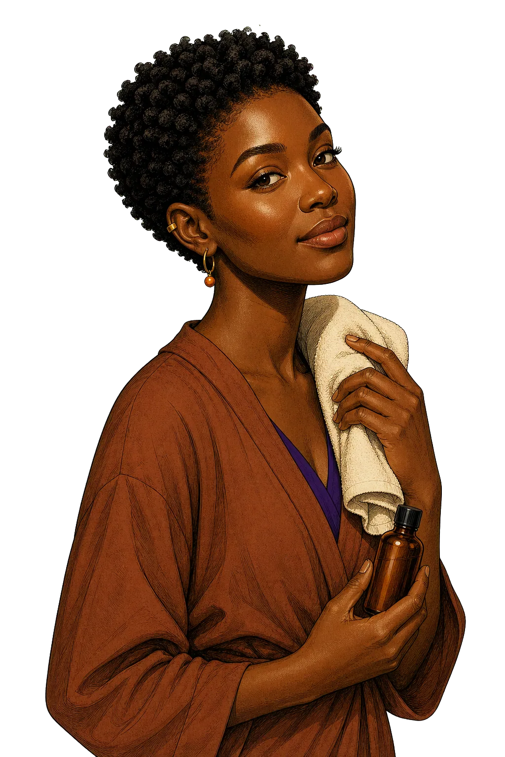 Client in a wash-and-go coils care ritual
