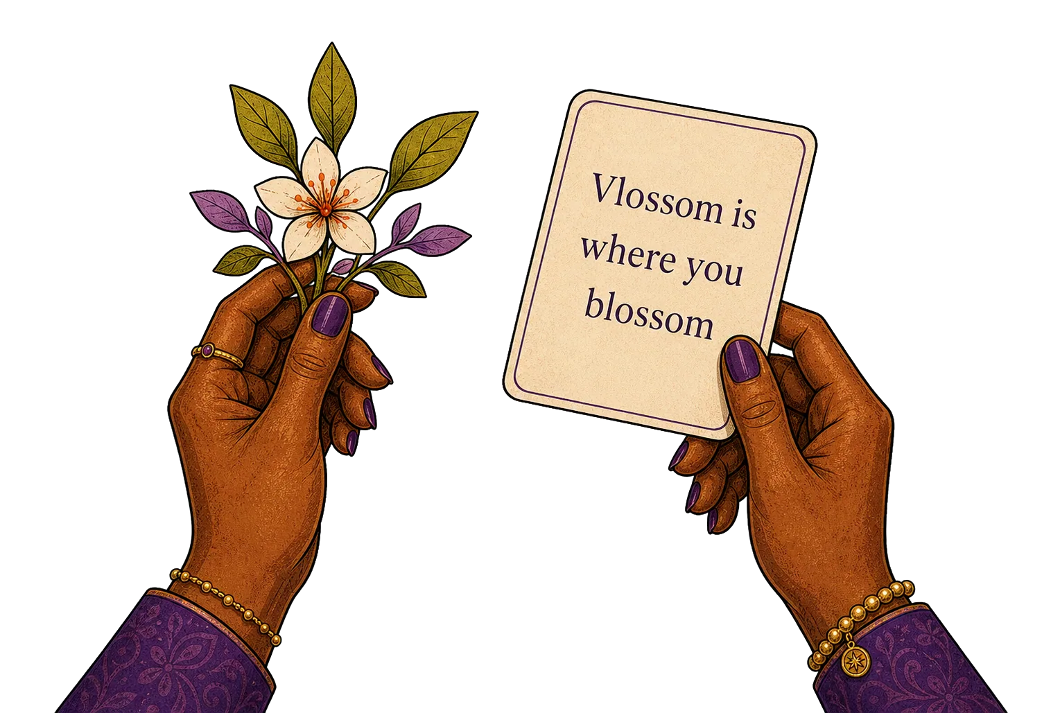 Vlossom is where you blossom message card